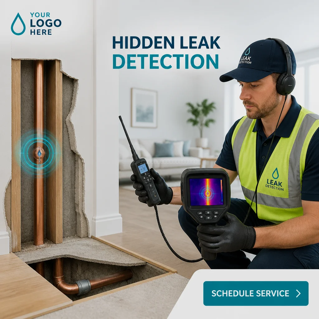 Equipo de LeakSignal realizando detección acústica en tubería